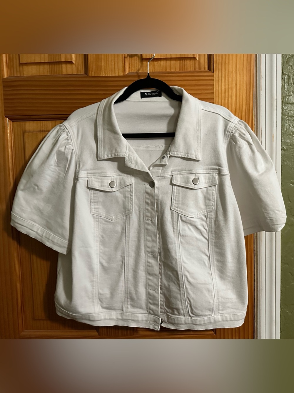 Allegra K White Denim Jacket
